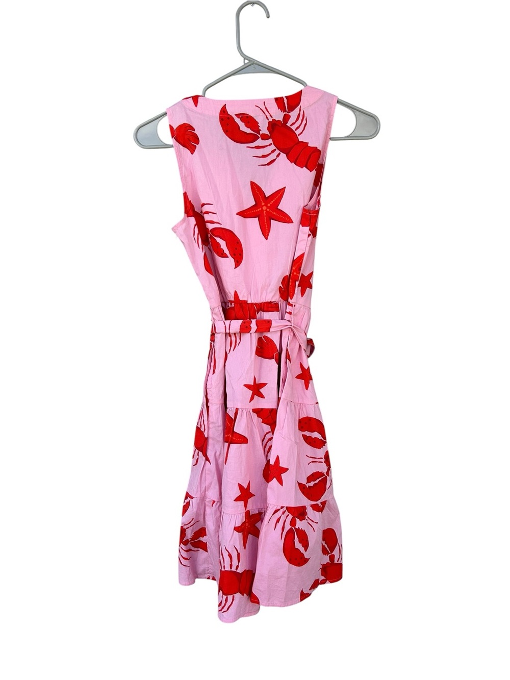 J. Crew Sleeveless Pink Lobster Print Tie-Waist Dress - Size 00 - Tie Waist - Picture 10 of 12